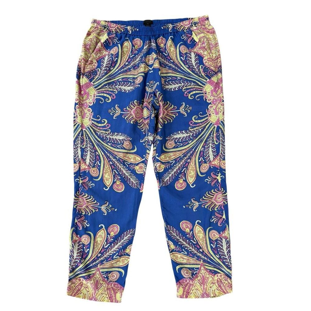 J. Crew Collection 100% Silk Pull On Paisley Pants pockets size 12